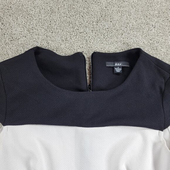 R&K Dress Womens 4 White Black Red Color Block Stripes Short Cap Sleeve Office - Picture 7 of 12